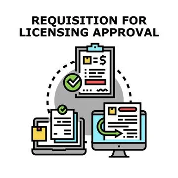 Requisitioning licensing approval process document workflow Stock-Illustration