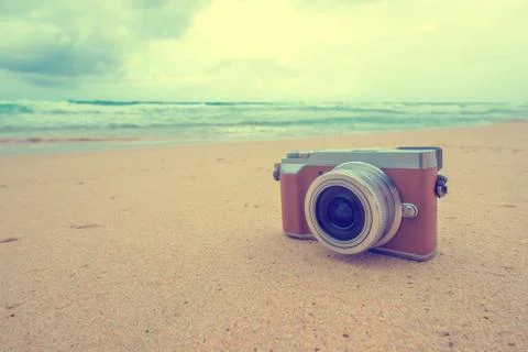 Rero camera on the beach Stock Photos