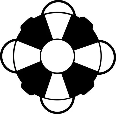 Rescue and help icon, black silhouette. A lifeline. Stock Illustration