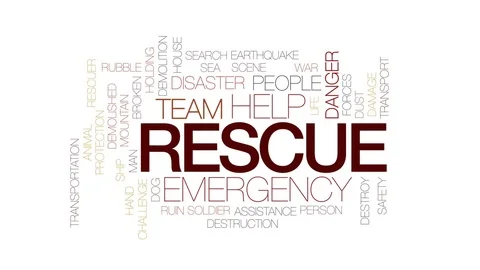 Rescue animated word cloud, text design animation. Kinetic typography. Stock Footage 75323260