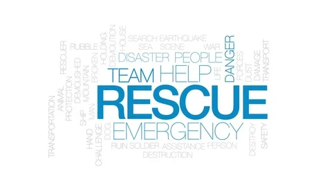 Rescue animated word cloud, text design animation. Kinetic typography. Stock Footage 75365180