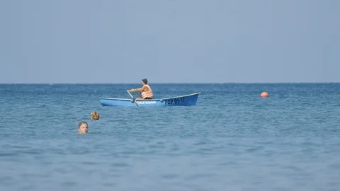 Rescue of the Blue Boat Stock Footage 89737311
