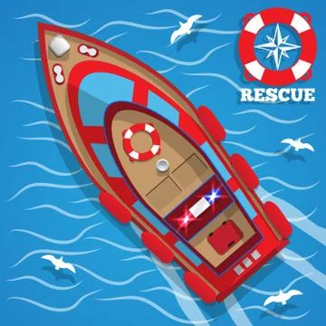 Rescue boat. Stock Illustration