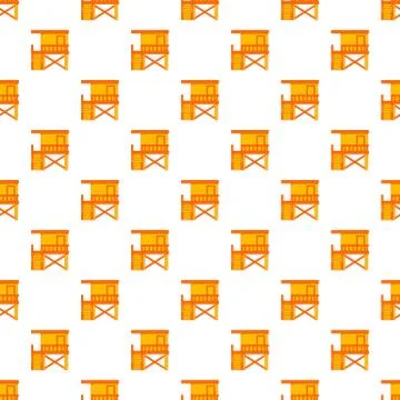 Rescue booth on beach pattern, cartoon style Stockillustratie