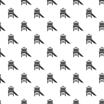 Rescue booth on beach pattern, simple style Stockillustratie