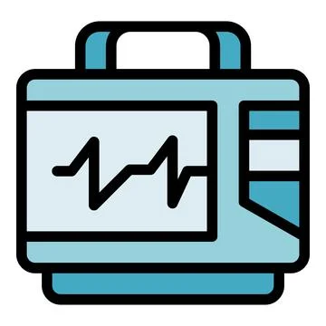Rescue defibrillator icon vector flat Stock Illustration