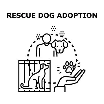 Rescue dog adoption process giving new hope Stock Illustration