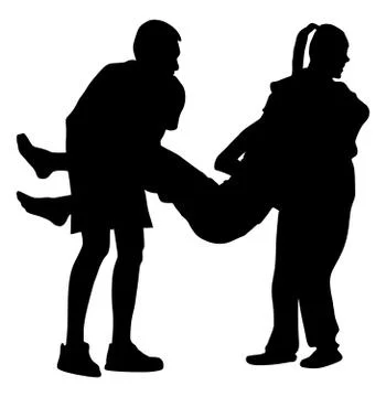 Rescue drowning first aid vector silhouette. Patient rescue. Stock Illustration