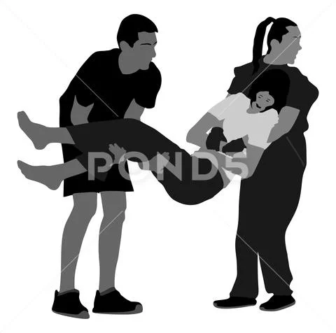 Rescue drowning first aid vector illustration. Patient woman in ...