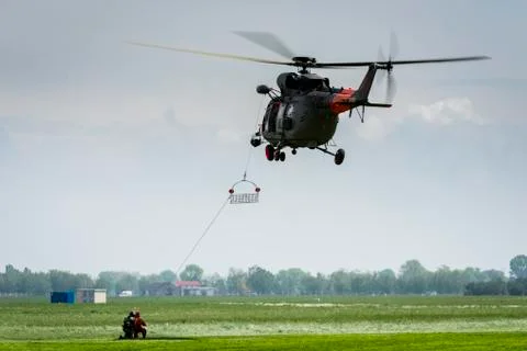 Rescue exercises using a helicopter Stock Photos