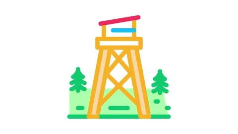 Rescue forest tower Icon Animation Stock Footage 145265103