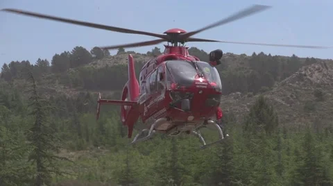 Rescue helicopter in slow motion Stock Footage 40012491