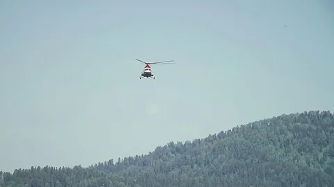 Rescue helicopter take off, slow motion Stock Footage 93010888