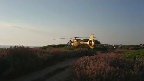 Rescue Helicopter Before Taking Off Stock Footage 157774546