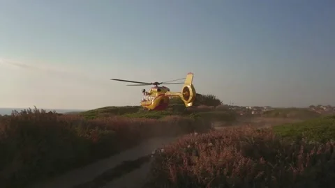 Rescue helicopter Taking Off Stock Footage 157774576