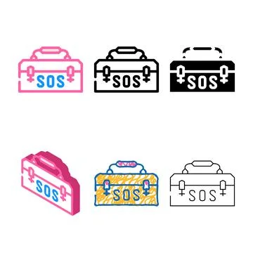 Rescue kit color icon vector types flat Stock Illustration