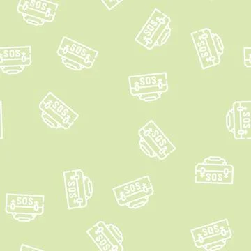 Rescue kit line vector seamless pattern flat Stockillustratie