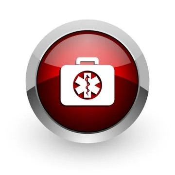 Rescue kit red circle web glossy icon. Stock-Illustration