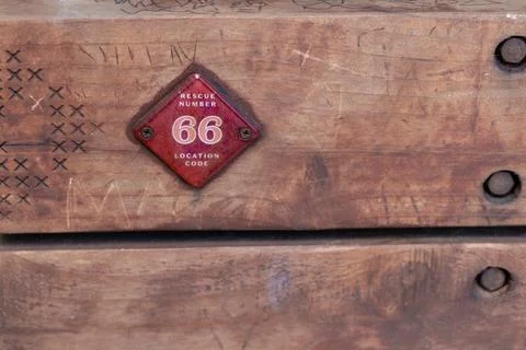 Rescue Number Location Code Rustic Panel Stock Photos