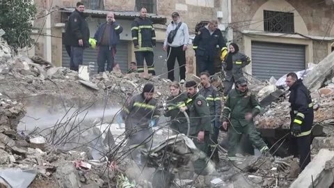 Rescue operation ends after deadly building collapse in Tripoli, Lebanon, LB - 0 Stock Footage 328506594