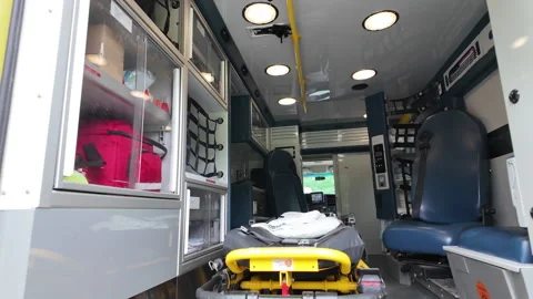 Rescue services Inside of an ambulance smooth move Stock Footage 293735714