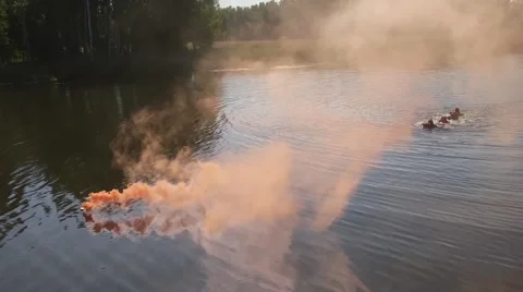 Rescue Smoke flare Stock Footage 54651470