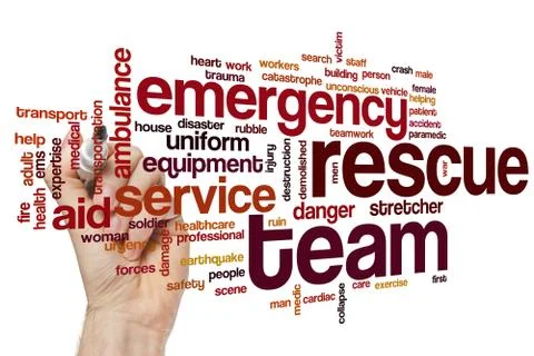 Rescue team word cloud concept Stock Illustration