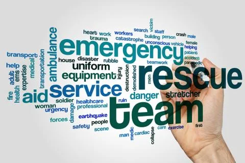 Rescue team word cloud concept Stock Illustration