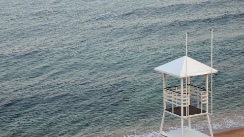 Rescue tower on the sea beach Stock Footage 162416685