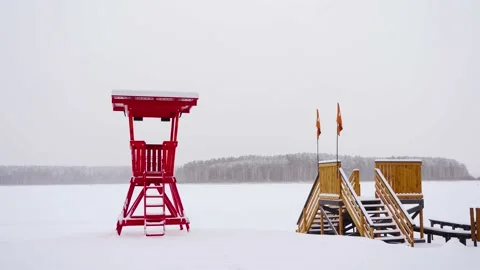 Rescue tower on the sea beach. Stock Footage 167282485