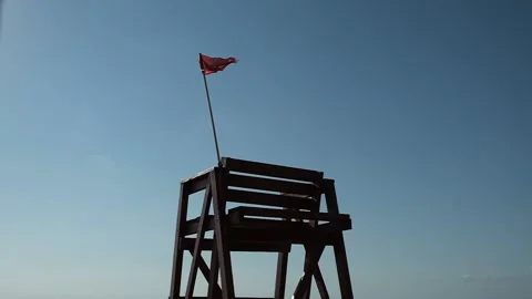 Rescue tower by the sea Stock Footage 137196142