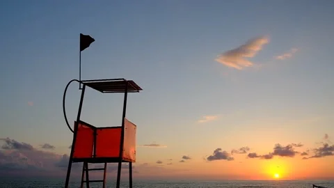 Rescue tower by the sea Stock Footage 137204988