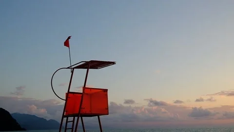 Rescue tower by the sea Stock Footage 137205073