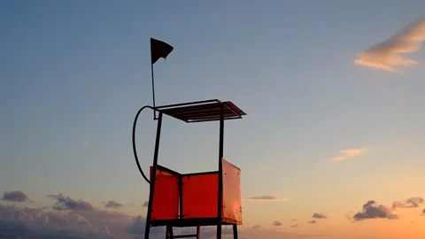 Rescue tower by the sea Stock Footage 137205086