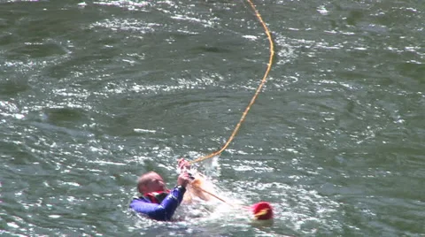 Rescue Training at River Stock Footage 38155431
