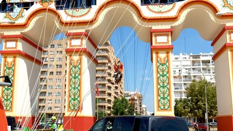 Rescue worker ascending during Rescue Great Day 2026 in Seville, Spain Stock Footage 339090755