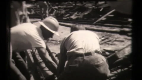 Rescue Workers Try To Save People from Fire at Building Stock Footage 130708217