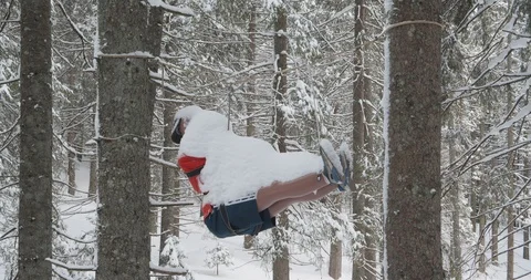 Rescue works, mannequin on the tree. Basic Alpine Mountaineering Course Video stock 108675672