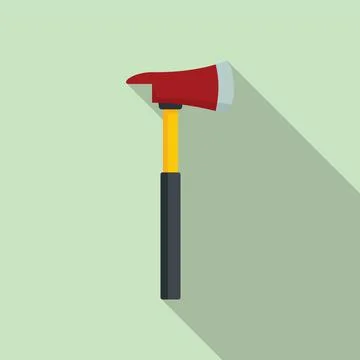 Rescuer axe icon flat vector. Fire badge 스톡 일러스트