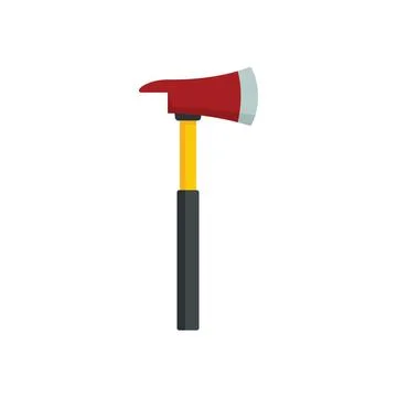 Rescuer axe icon flat vector. Fire badge Stock Illustration
