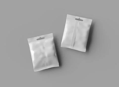 Resealable zip-lock bag with window and hanging hole on light background Stock Illustration
