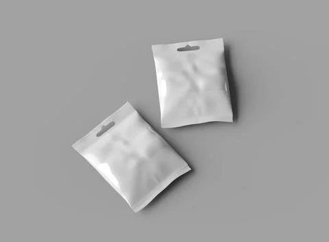 Resealable zip-lock bag with window and hanging hole on light background Stock Illustration