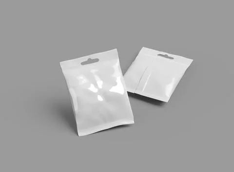 Resealable zip-lock bag with window and hanging hole on light background Stock Illustration