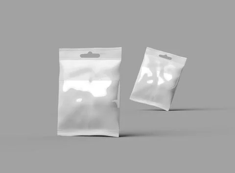 Resealable zip-lock bag with window and hanging hole on light background Stock Illustration