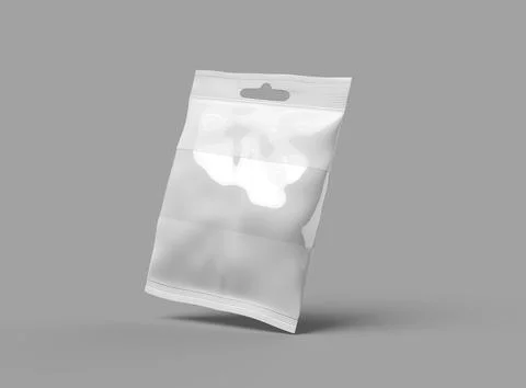 Resealable zip-lock bag with window and hanging hole on light background Stock Illustration