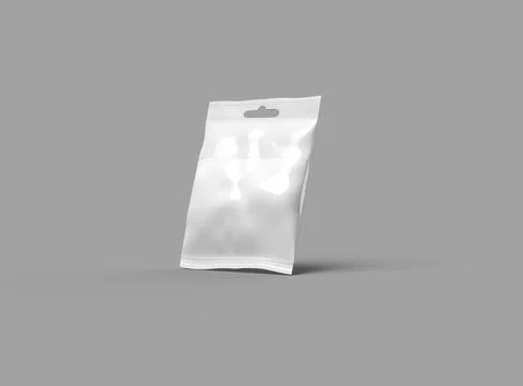 Resealable zip-lock bag with window and hanging hole on light background Stock Illustration