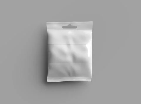 Resealable zip-lock bag with window and hanging hole on light background Stock Illustration