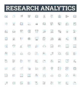 Research analytics vector line icons set. Analytics, Research, Data, Analysis Illustrazione stock