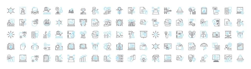 Research analytics vector line icons set. Analytics, Research, Data, Analysis Stock Illustration