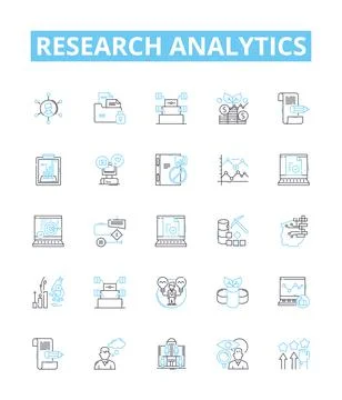 Research analytics vector line icons set. Analytics, Research, Data, Analysis Stockillustratie